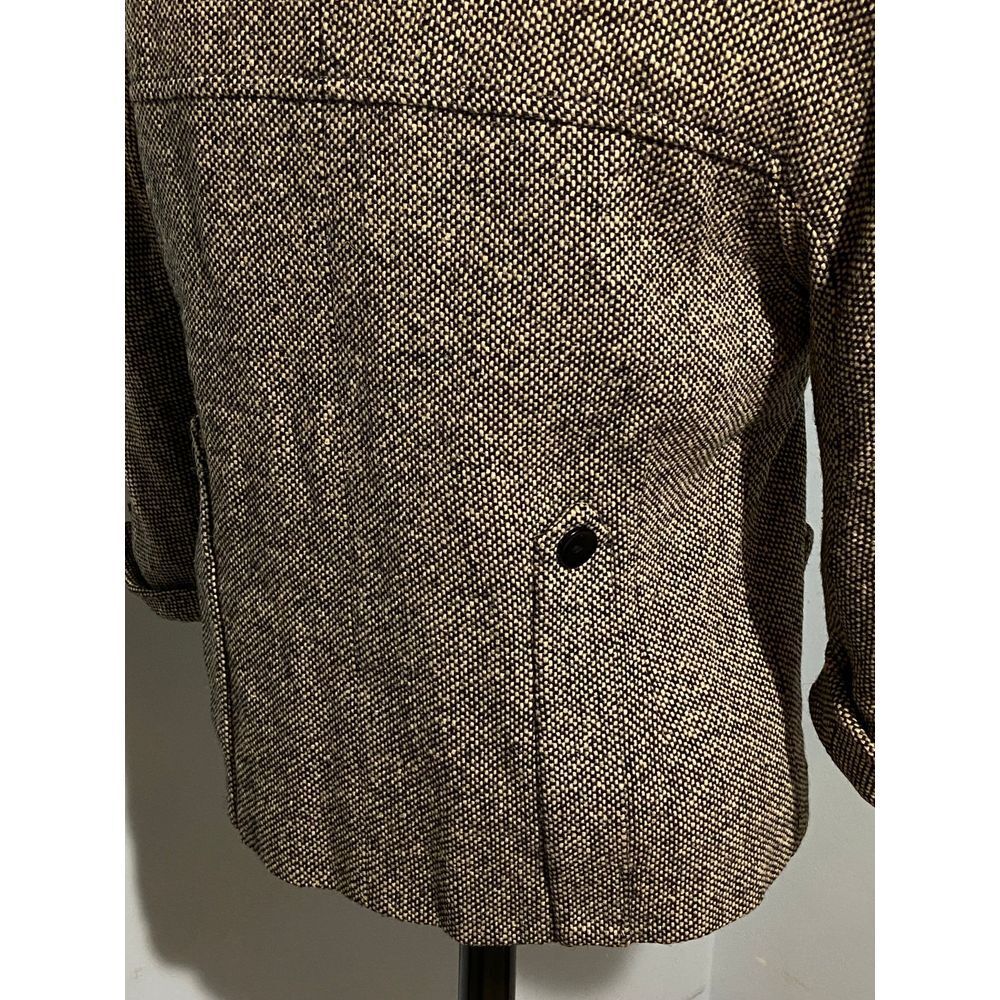 Vtg Arthur Jay S Blk Cream Tweed 3/4 Slv Short Cropped Swing 50s 60s Jacket - Picture 5 of 11